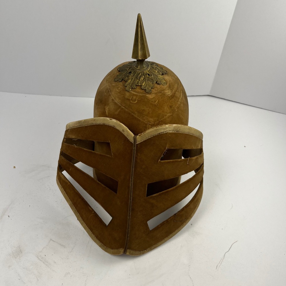 Antique IOOF Odd Fellows Initiation Helmet Hat Skull & Crossbones Louvered Visor